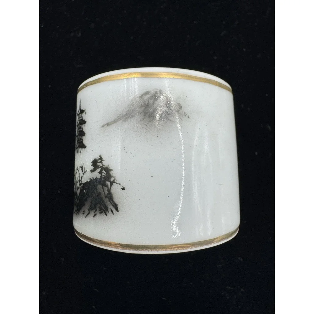 Napkin Ring Fukagawa Arita Hand Painted Napkin‎ Ring Gold Rim Japan Porcelain